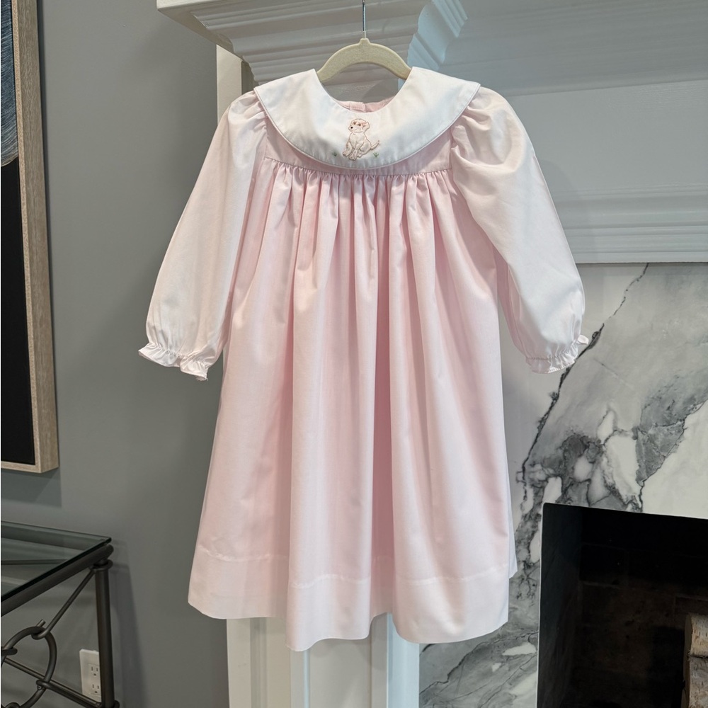 Bailey Boys Pink Embroidered Dog Collar Dress | Classic Heirloom Style